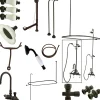 Outlet Vintage High Rise Gooseneck Clawfoot Tub and Shower Package with Porcelain Lever Handles Tub & Shower Sets|Tub Faucets