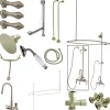 Hot Vintage High Rise Gooseneck Clawfoot Tub and Shower Package with Metal Lever Handles Tub & Shower Sets|Tub Faucets