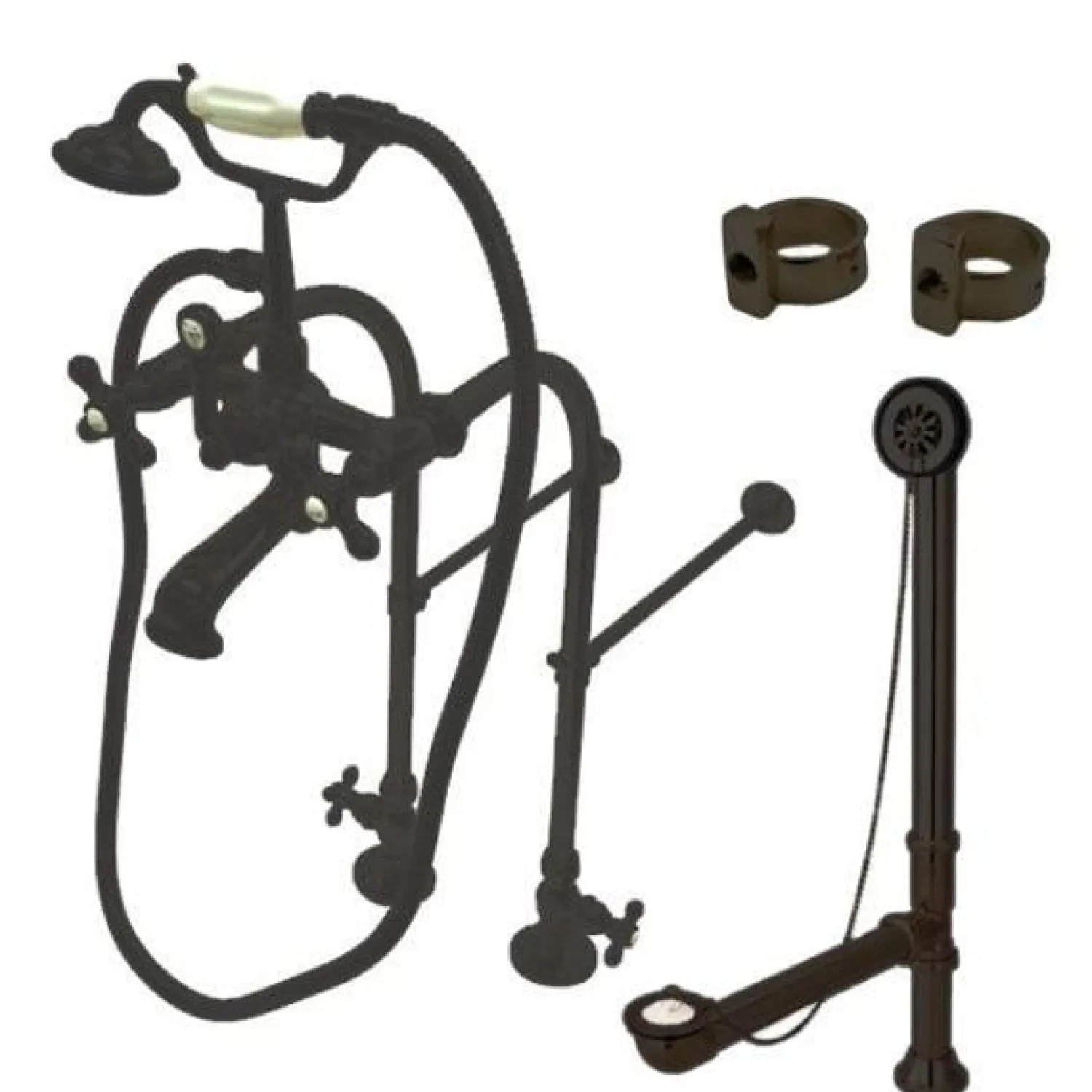 Hot Vintage Metal Cross Handles Freestanding Clawfoot Tub Faucet Package Tub Faucets