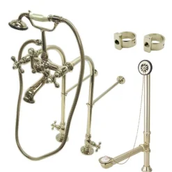 Hot Vintage Metal Cross Handles Freestanding Clawfoot Tub Faucet Package Tub Faucets