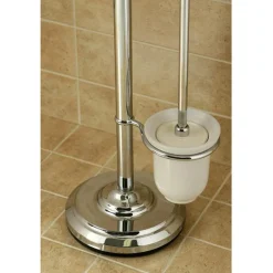 New Vintage Pedestal Toilet Paper and Brush Holder in Polished Chrome Toilet Paper Holders