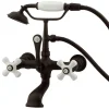 Hot Vintage 7" Spread Classic Wall Mount Clawfoot Tub Filler Faucet with Hand Shower Tub Faucets