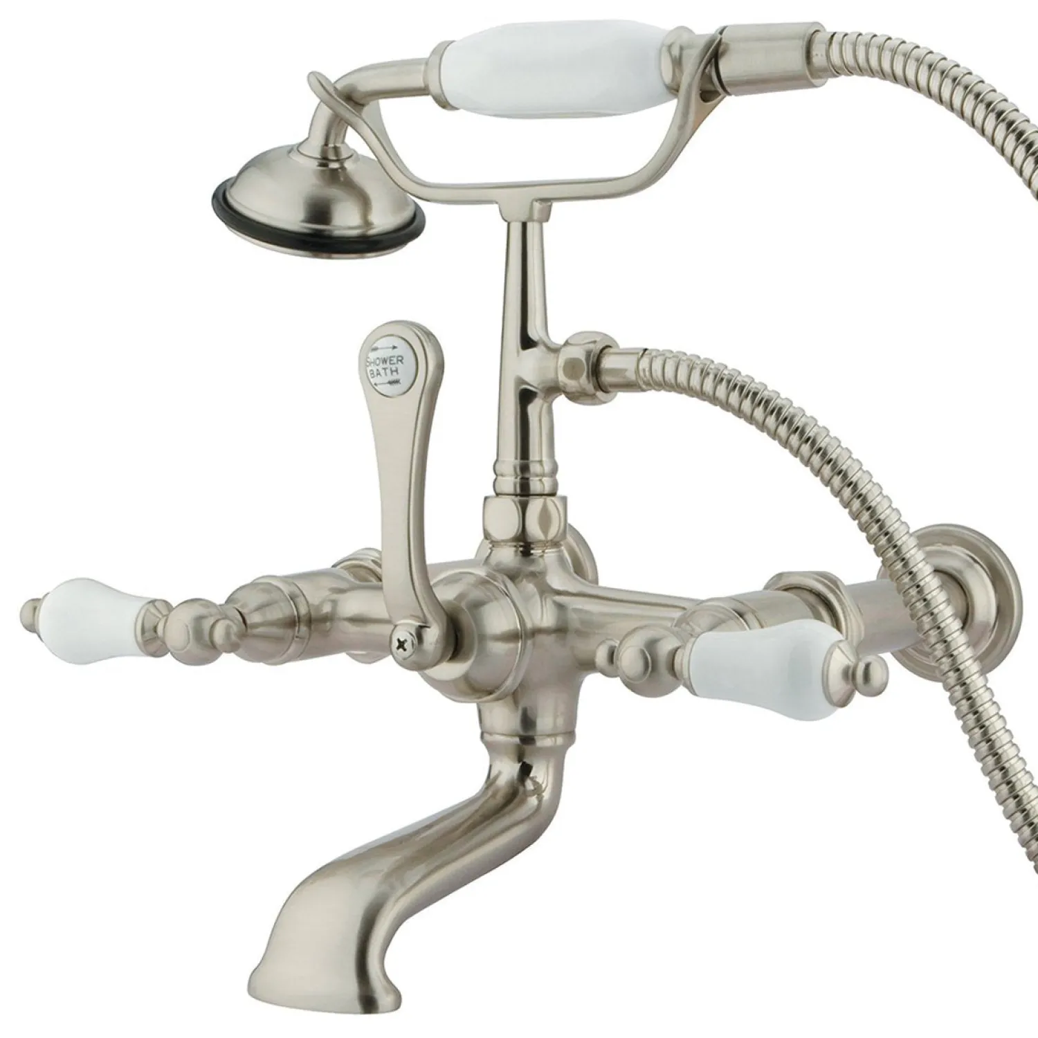 Discount Vintage 7" Spread Wall Mount Clawfoot Tub Filler Faucet with Hand Shower Tub Faucets