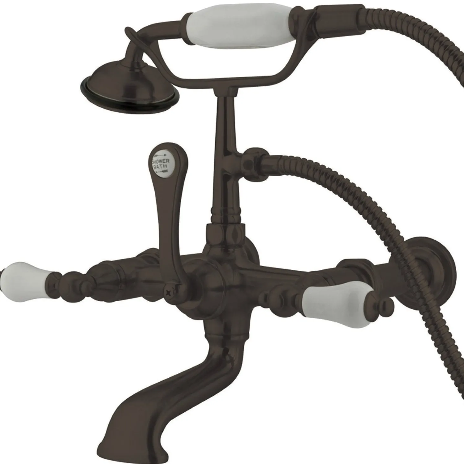 Discount Vintage 7" Spread Wall Mount Clawfoot Tub Filler Faucet with Hand Shower Tub Faucets