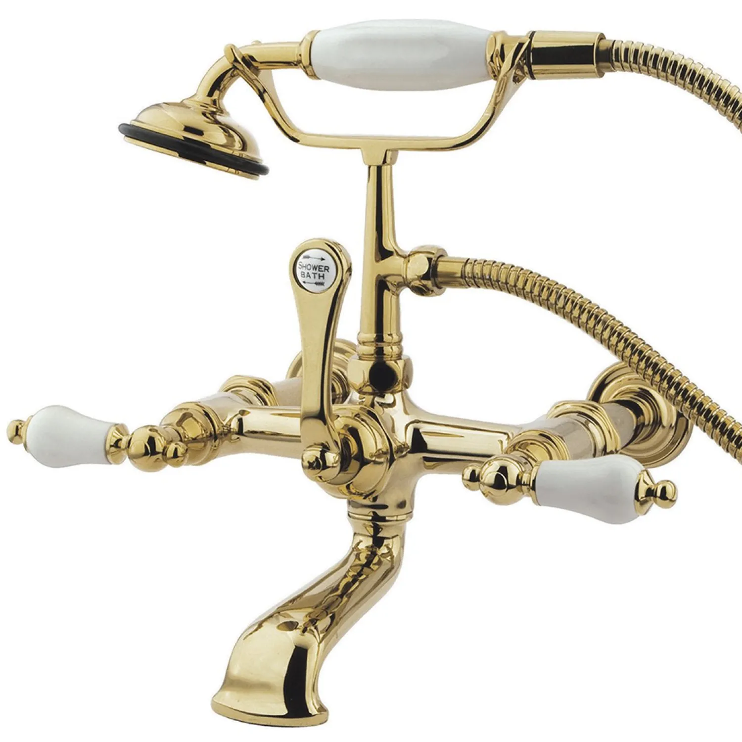 Discount Vintage 7" Spread Wall Mount Clawfoot Tub Filler Faucet with Hand Shower Tub Faucets