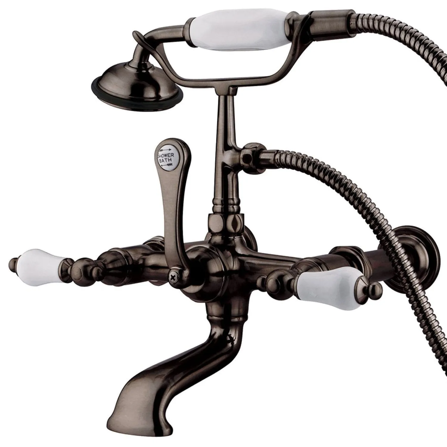 Discount Vintage 7" Spread Wall Mount Clawfoot Tub Filler Faucet with Hand Shower Tub Faucets