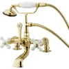 Clearance Vintage 7" Spread Classic Clawfoot Deck Mount Tub Filler with Hand Shower Tub Faucets