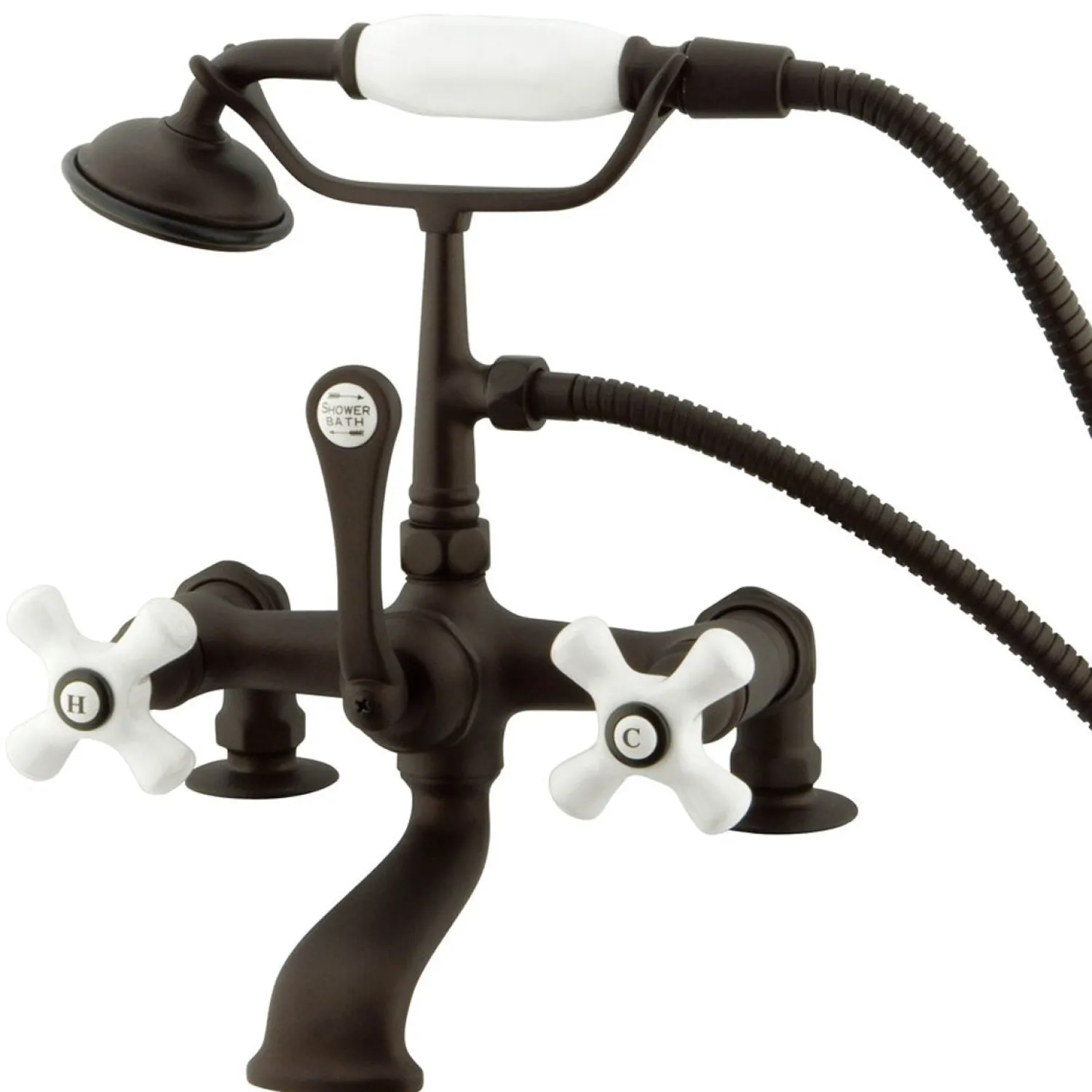 Clearance Vintage 7" Spread Classic Clawfoot Deck Mount Tub Filler with Hand Shower Tub Faucets