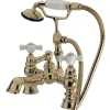 Vintage 7" Spread Classic Deck Mount Clawfoot Tub Filler with Hand Shower Tub Faucets