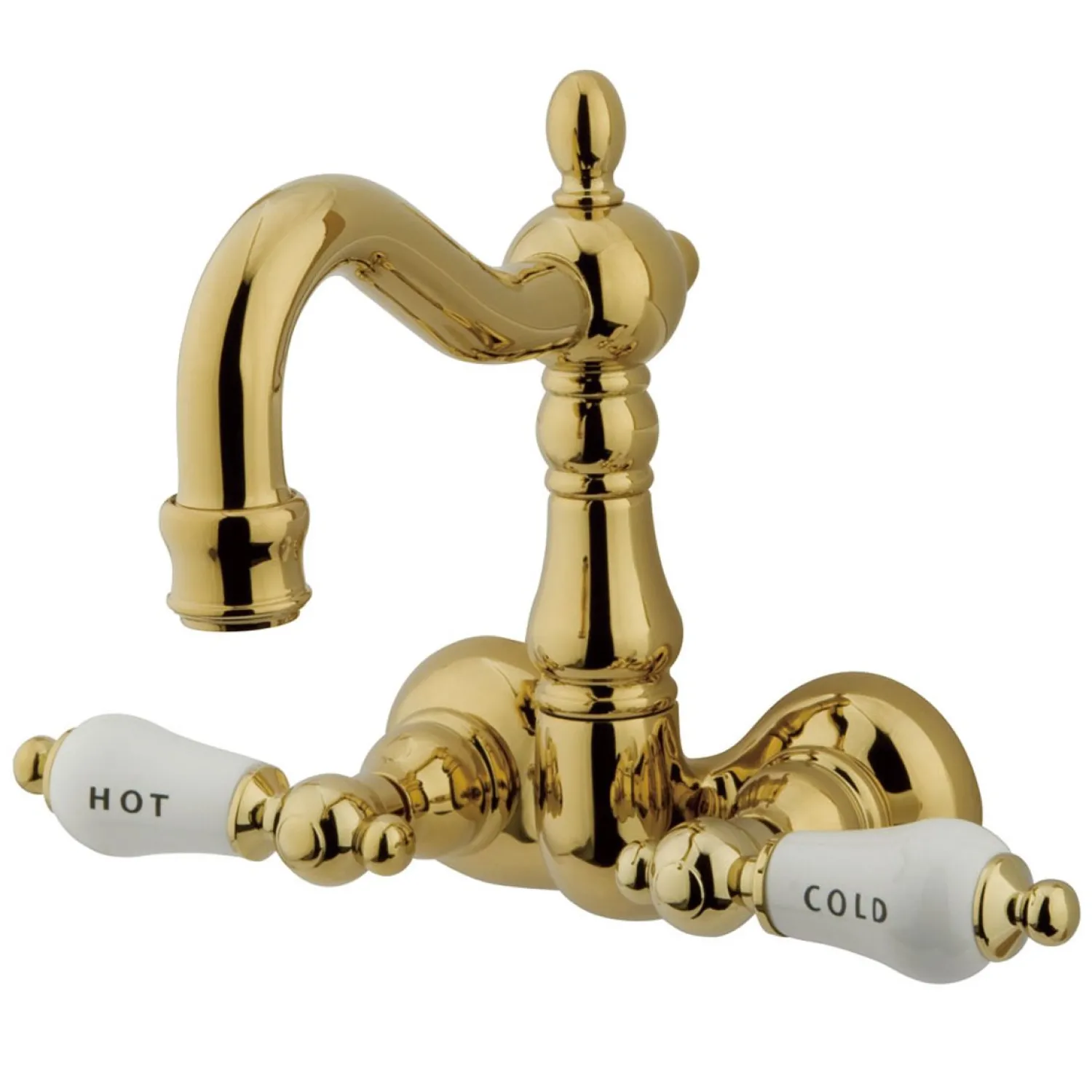 Best Vintage 3-3/8" Spread Brass Wall Mount Clawfoot Tub Filler Tub Faucets