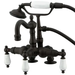 Online Vintage 3-3/8" Spread Deck Mount Clawfoot Tub Filler with Hand Shower Tub Faucets