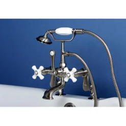 Discount Vintage 3" to 12" Classic Deck Mount Clawfoot Tub Filler with Hand Shower Tub Faucets