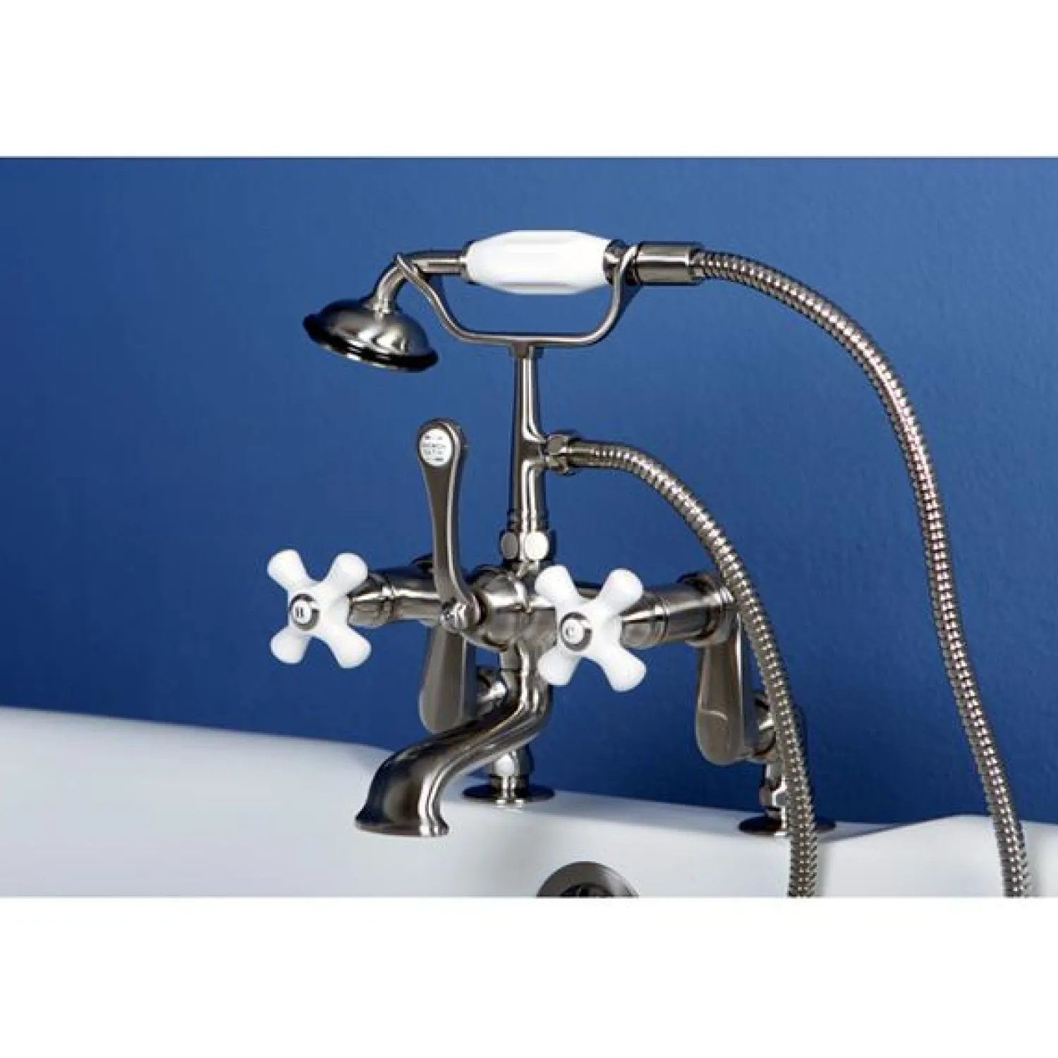 Discount Vintage 3" to 12" Classic Deck Mount Clawfoot Tub Filler with Hand Shower Tub Faucets