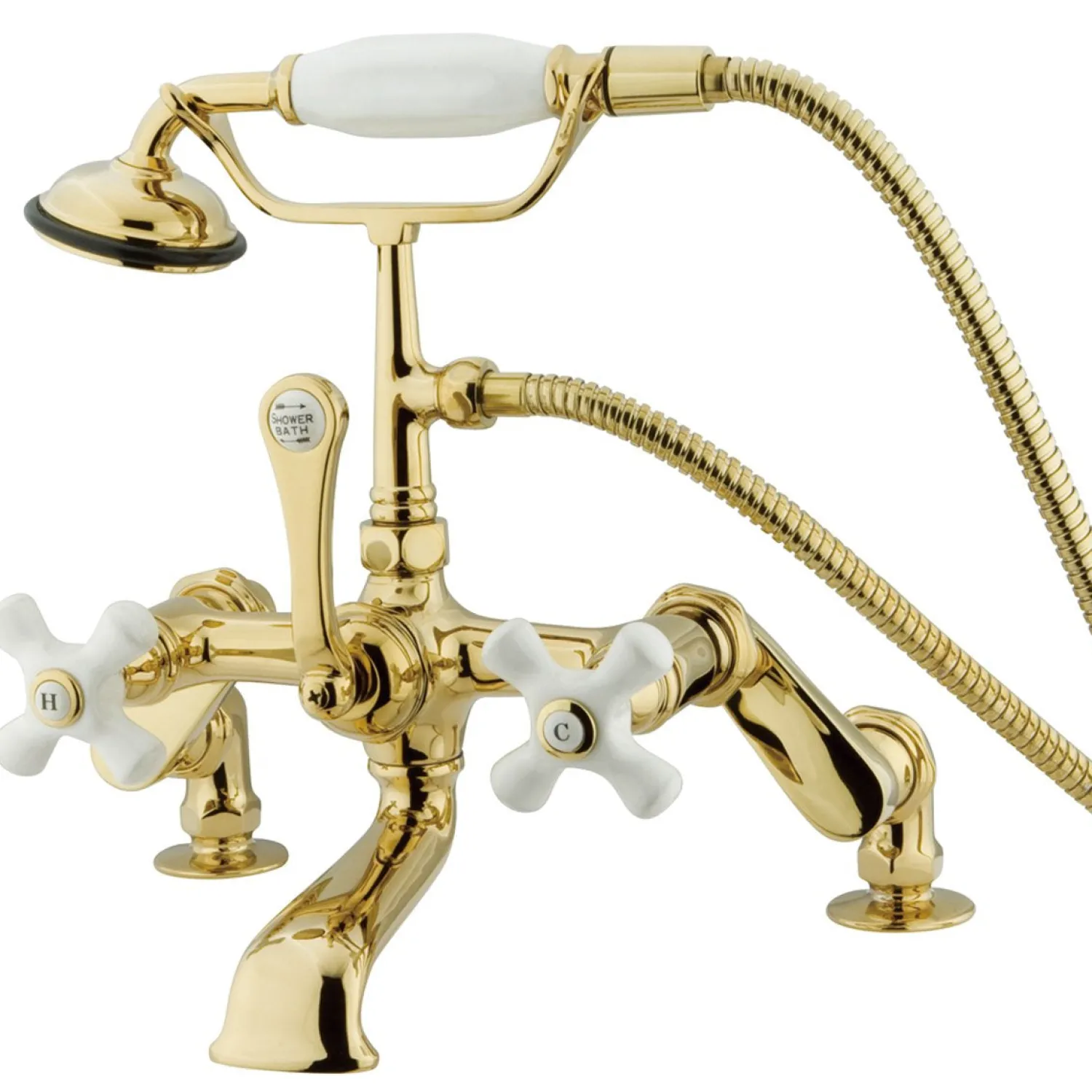 Discount Vintage 3" to 12" Classic Deck Mount Clawfoot Tub Filler with Hand Shower Tub Faucets
