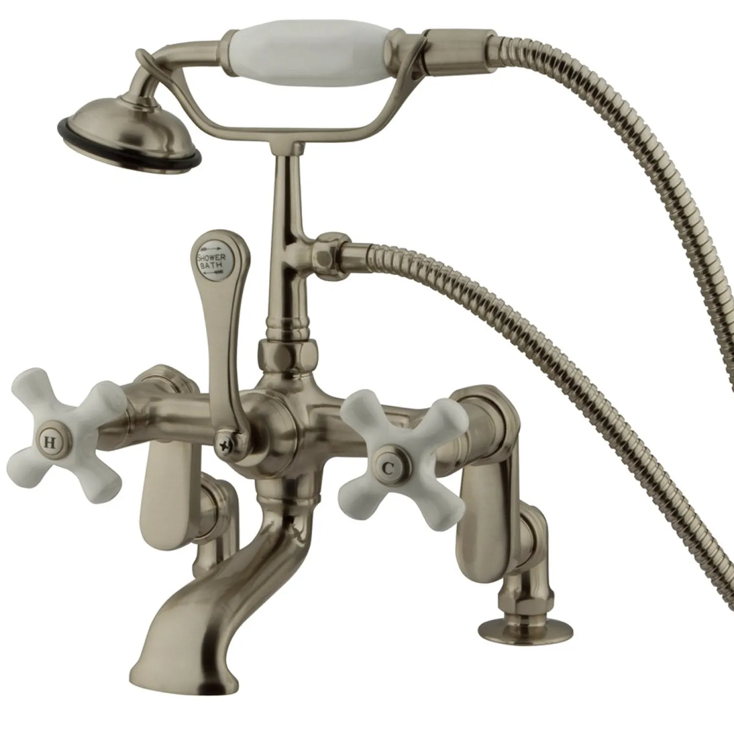 Discount Vintage 3" to 12" Classic Deck Mount Clawfoot Tub Filler with Hand Shower Tub Faucets