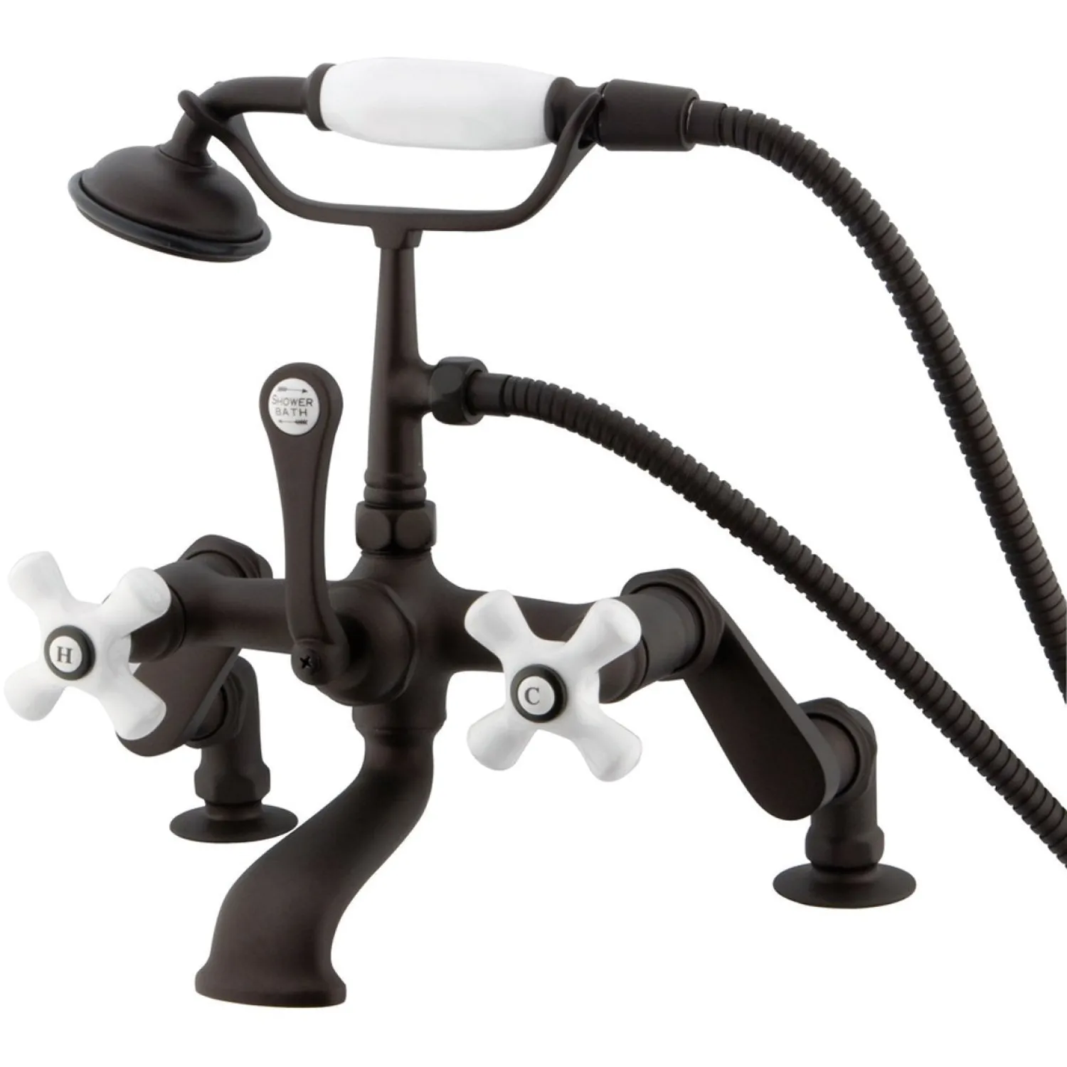 Discount Vintage 3" to 12" Classic Deck Mount Clawfoot Tub Filler with Hand Shower Tub Faucets
