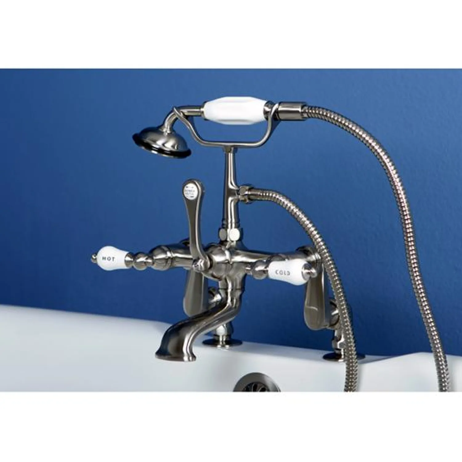 New Vintage 3" to 12" Classic Deck Mount Clawfoot Tub Filler Faucet with Hand Shower Tub Faucets