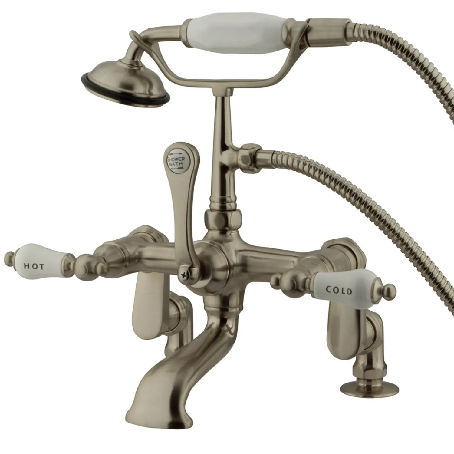 New Vintage 3" to 12" Classic Deck Mount Clawfoot Tub Filler Faucet with Hand Shower Tub Faucets