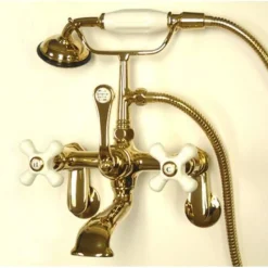 Outlet Vintage 3-3/8" to 11" Classic Wall Mount Clawfoot Tub Filler Faucet with Hand Shower Tub Faucets