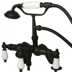 Hot Vintage 3-3/8" to 8-3/8" Deck Mount Clawfoot Tub Filler Faucet with Hand Shower Tub Faucets