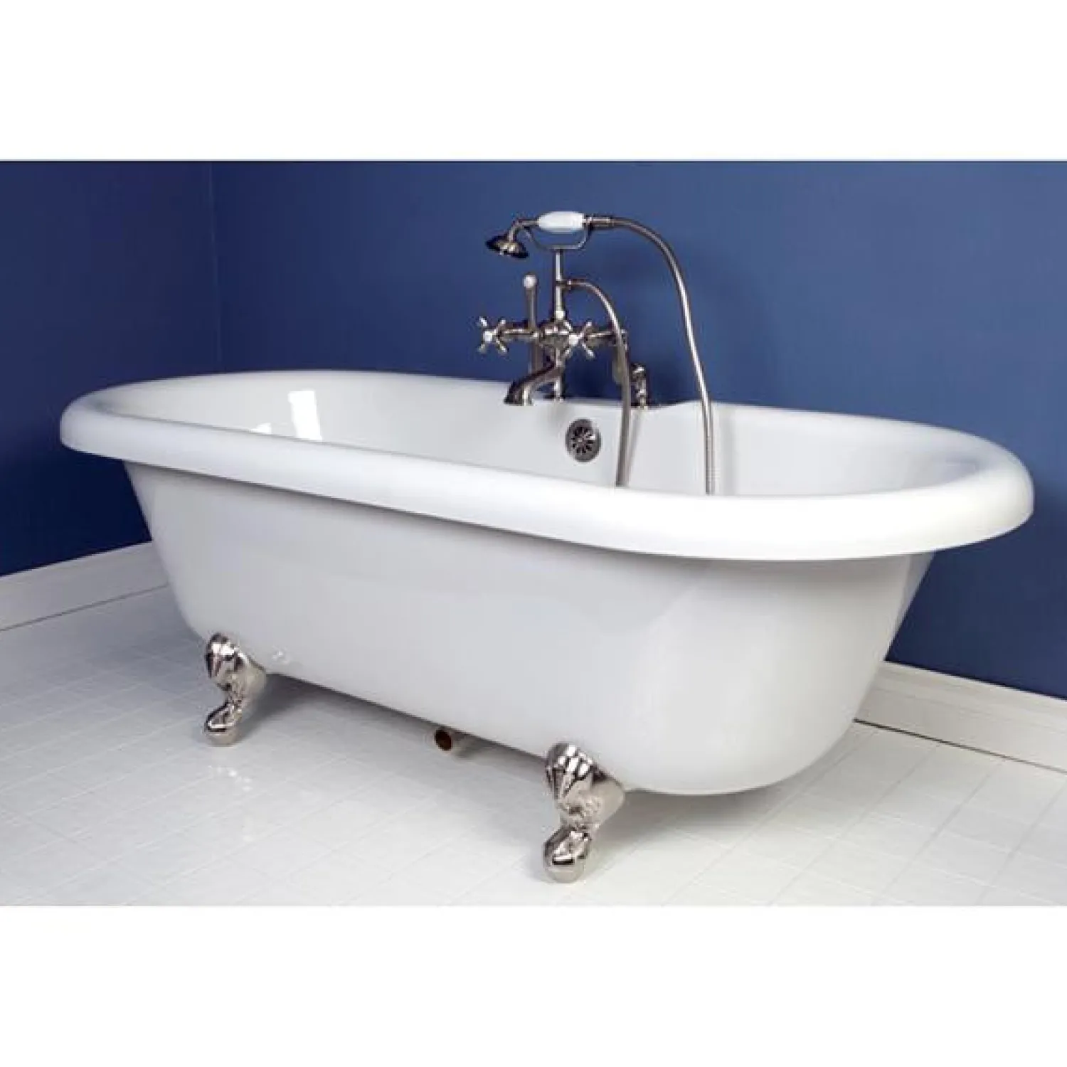 Best Vintage 3" to 12" Spread Deck Mount Clawfoot Tub Filler with Hand Shower Tub Faucets