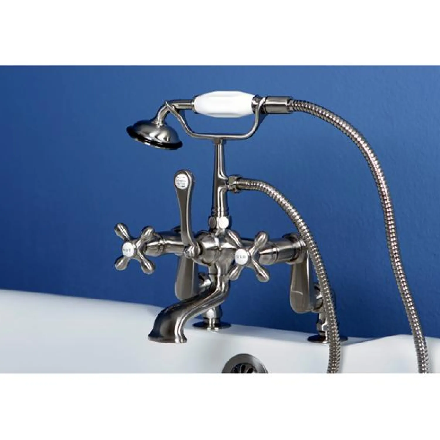 Best Vintage 3" to 12" Spread Deck Mount Clawfoot Tub Filler with Hand Shower Tub Faucets