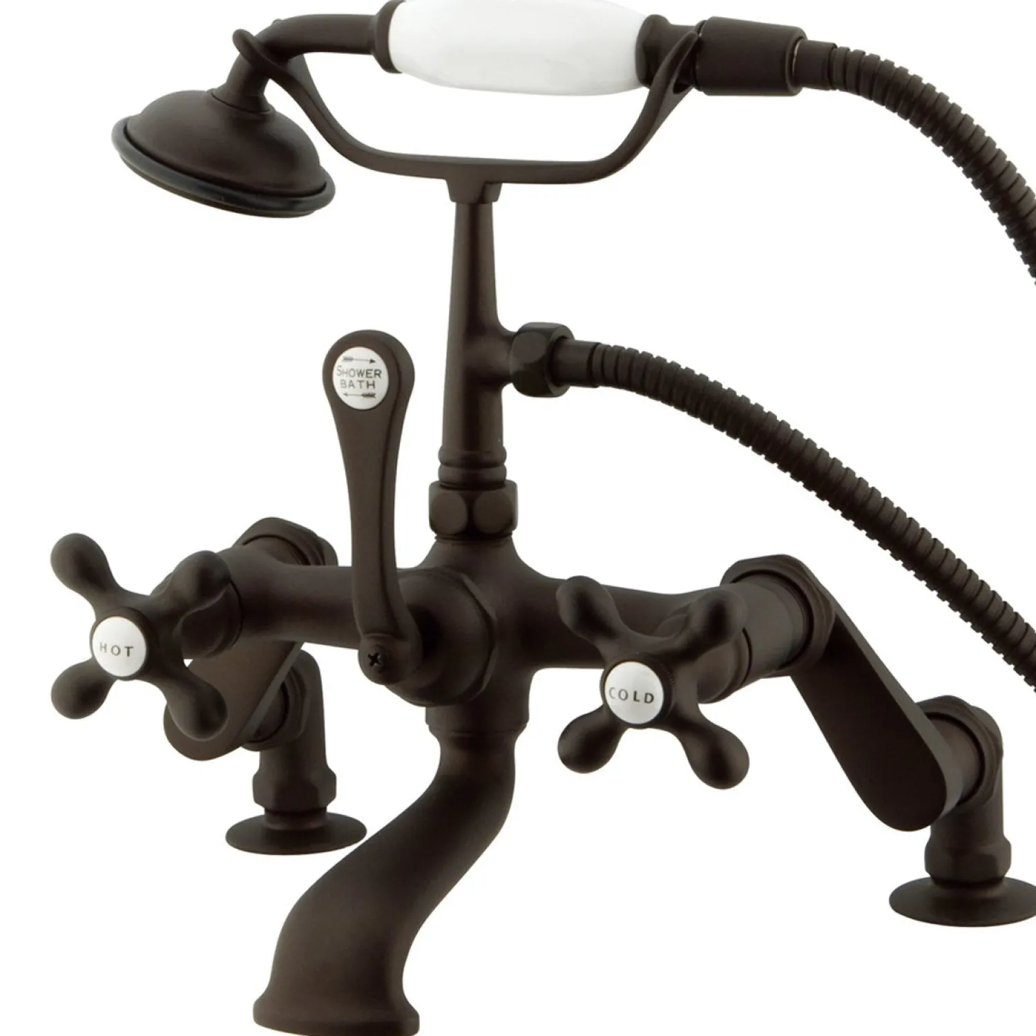 Best Vintage 3" to 12" Spread Deck Mount Clawfoot Tub Filler with Hand Shower Tub Faucets