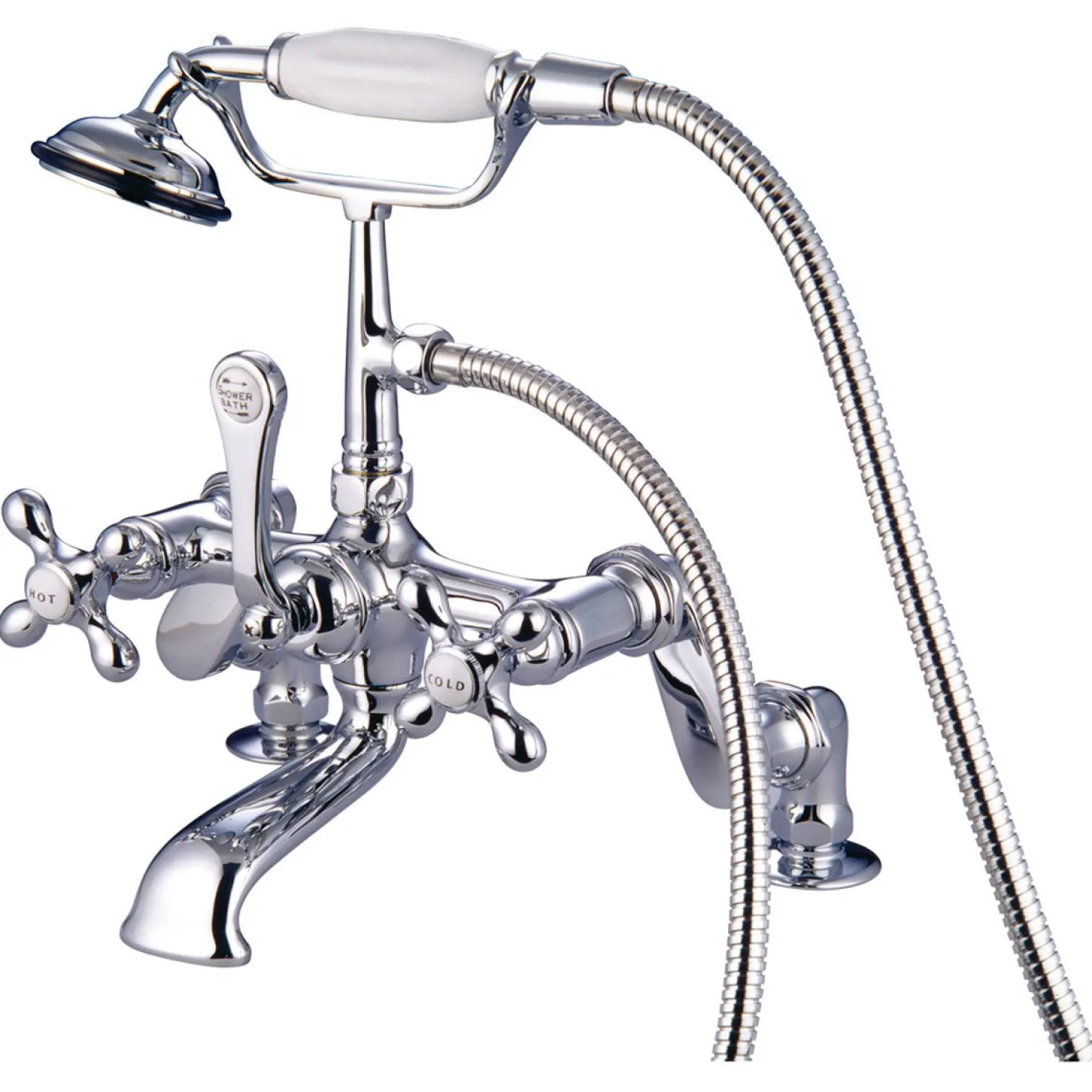 Best Vintage 3" to 12" Spread Deck Mount Clawfoot Tub Filler with Hand Shower Tub Faucets