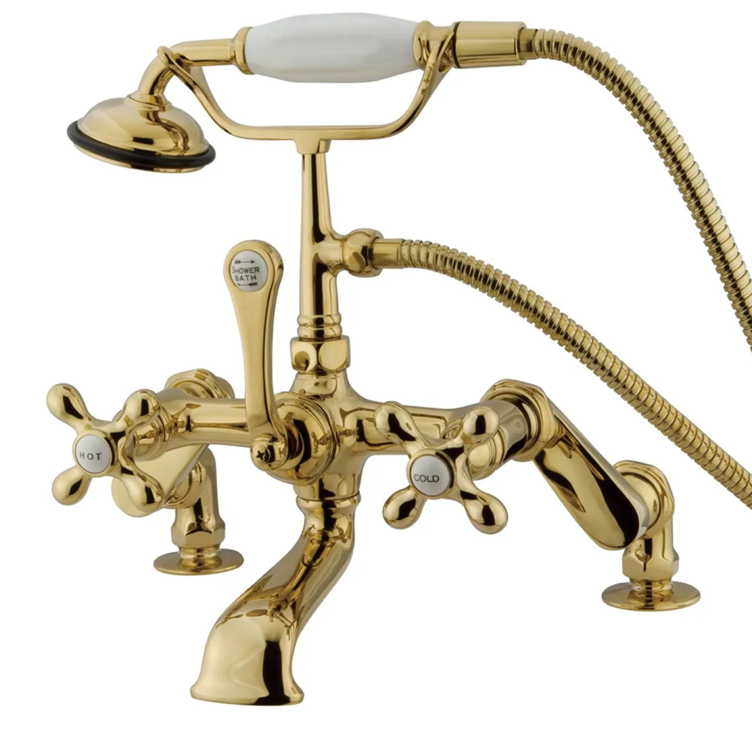Best Vintage 3" to 12" Spread Deck Mount Clawfoot Tub Filler with Hand Shower Tub Faucets