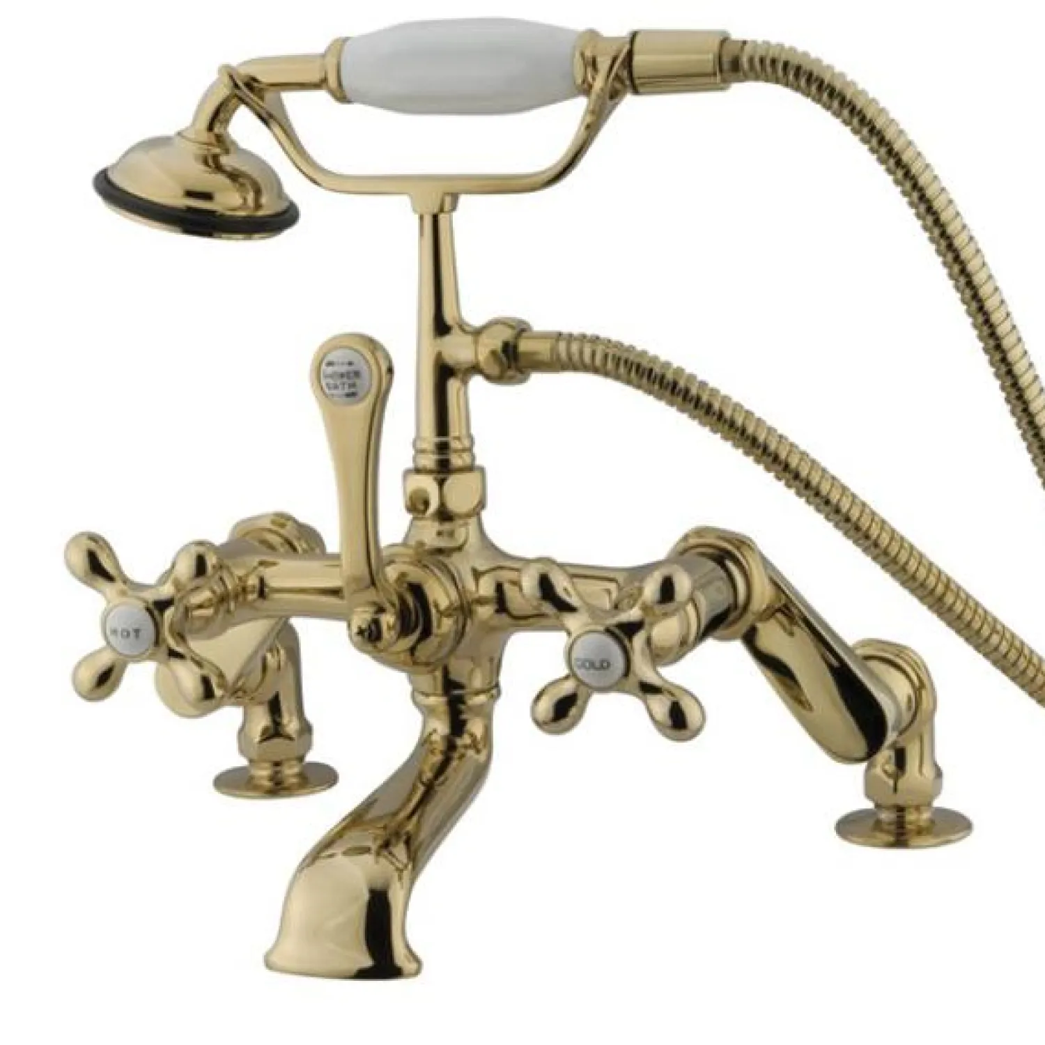 Best Vintage 3" to 12" Spread Deck Mount Clawfoot Tub Filler with Hand Shower Tub Faucets
