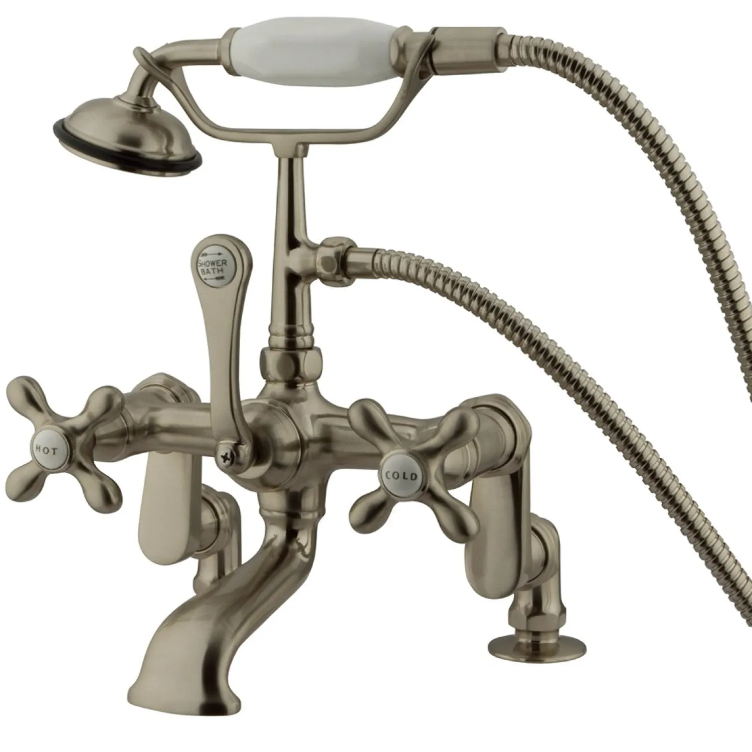 Best Vintage 3" to 12" Spread Deck Mount Clawfoot Tub Filler with Hand Shower Tub Faucets