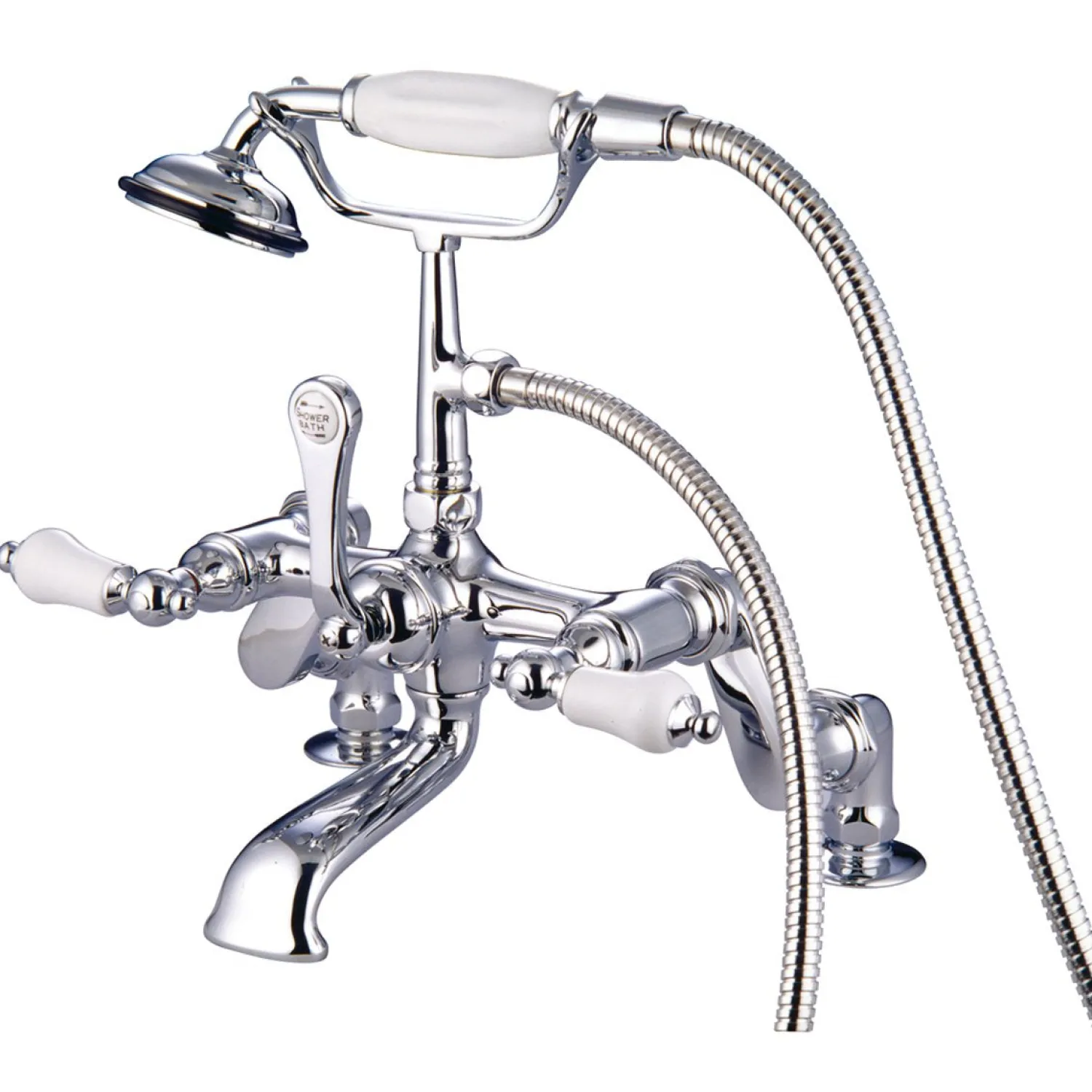 Best Vintage 3" to 12" Spread Deck Mount Clawfoot Tub Filler Faucet with Hand Shower Tub Faucets