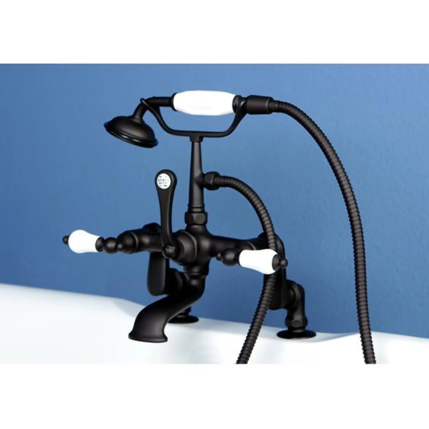 Best Vintage 3" to 12" Spread Deck Mount Clawfoot Tub Filler Faucet with Hand Shower Tub Faucets