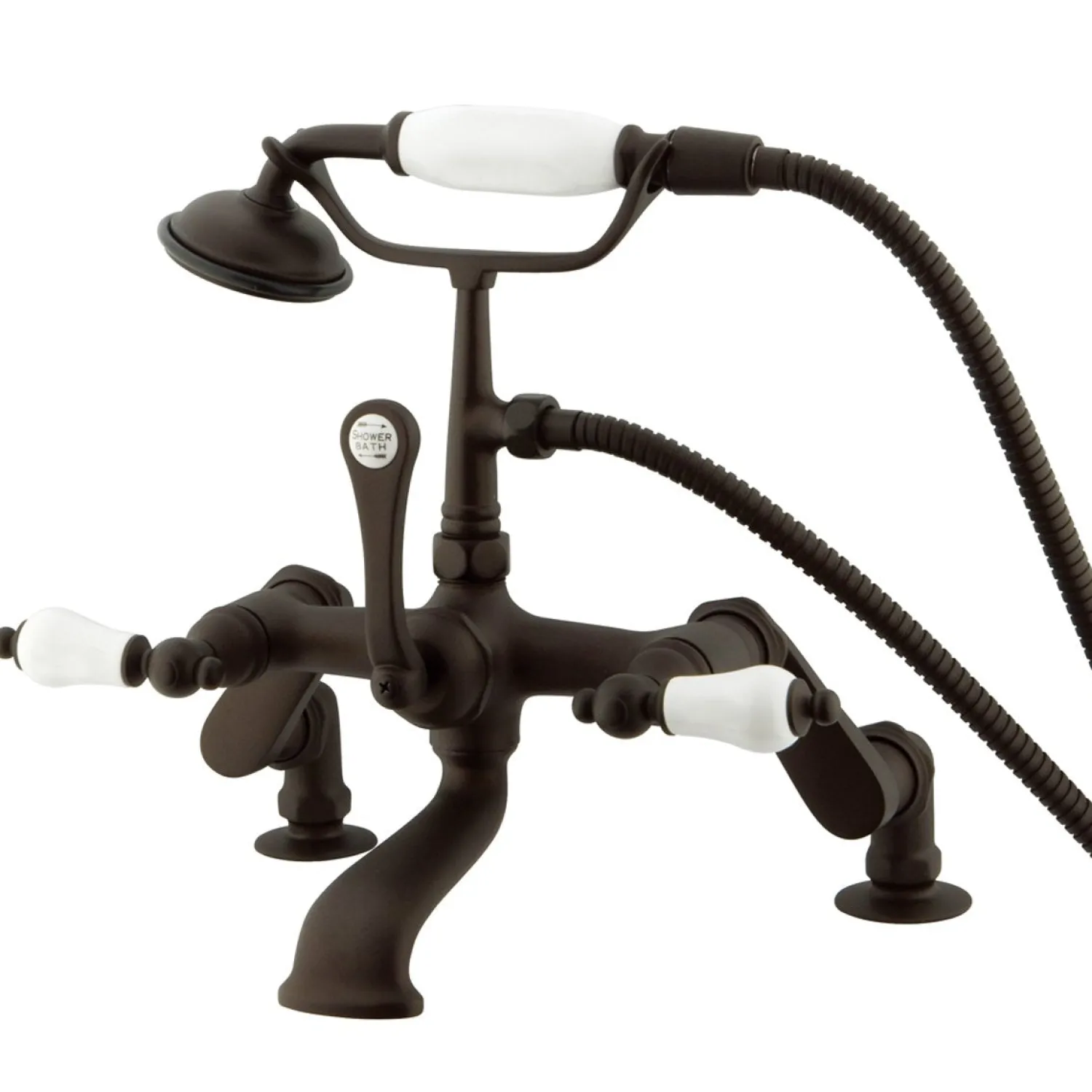 Best Vintage 3" to 12" Spread Deck Mount Clawfoot Tub Filler Faucet with Hand Shower Tub Faucets