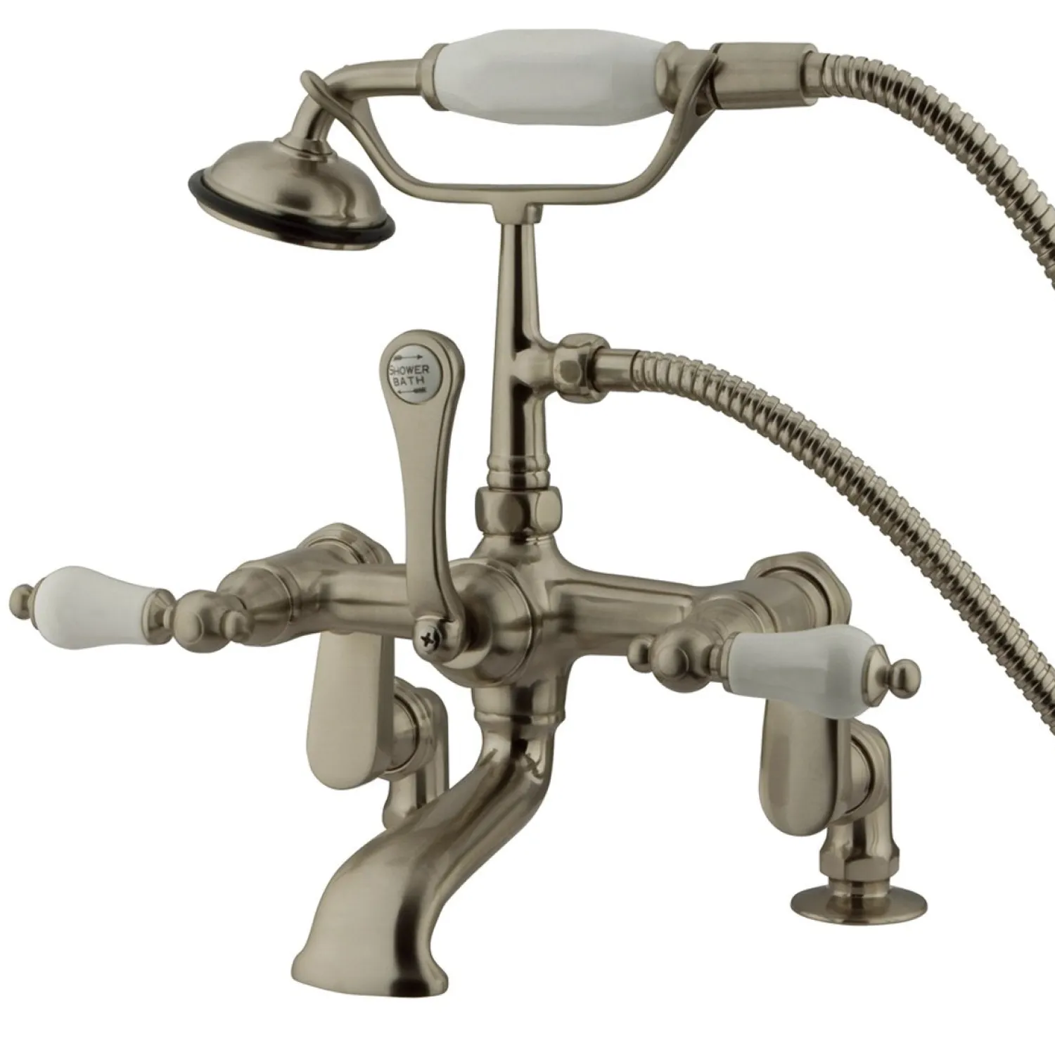 Best Vintage 3" to 12" Spread Deck Mount Clawfoot Tub Filler Faucet with Hand Shower Tub Faucets