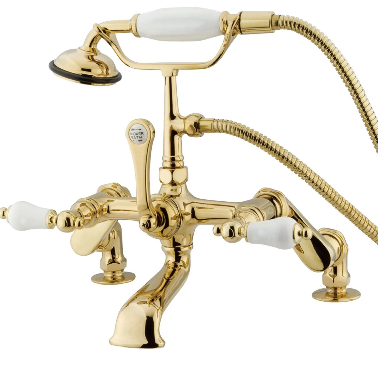 Best Vintage 3" to 12" Spread Deck Mount Clawfoot Tub Filler Faucet with Hand Shower Tub Faucets