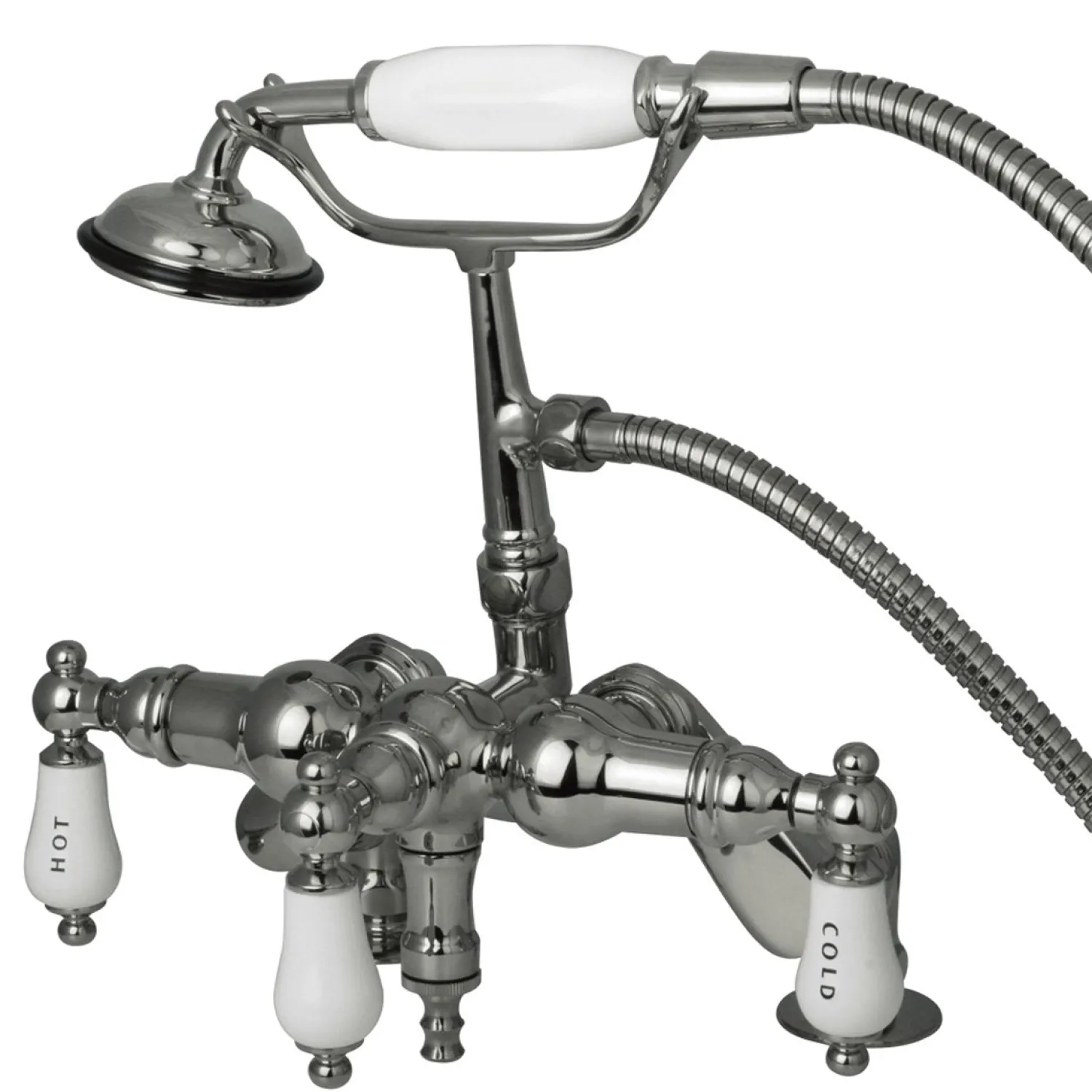 Vintage 3-3/8" to 8-3/8" Spread Deck Mount Clawfoot Tub Filler with Hand Shower Tub Faucets