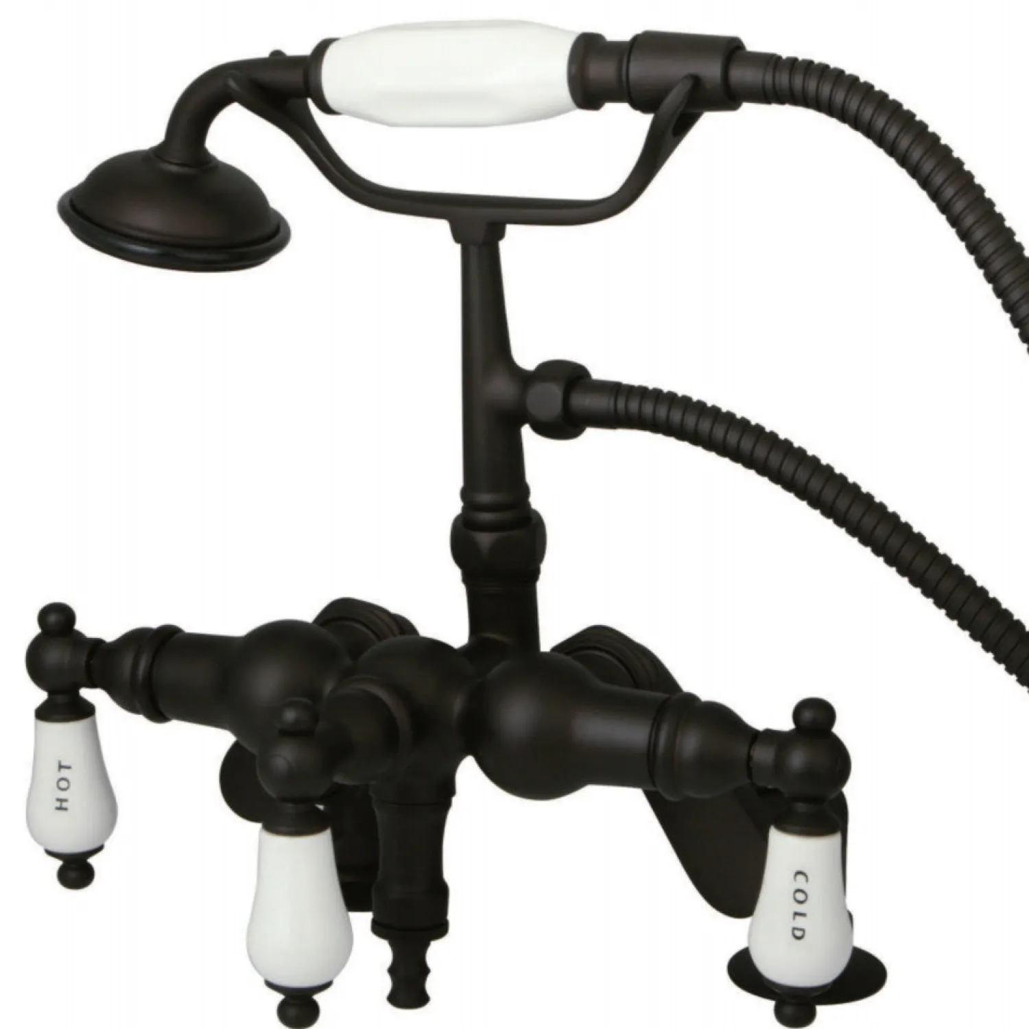 Vintage 3-3/8" to 8-3/8" Spread Deck Mount Clawfoot Tub Filler with Hand Shower Tub Faucets
