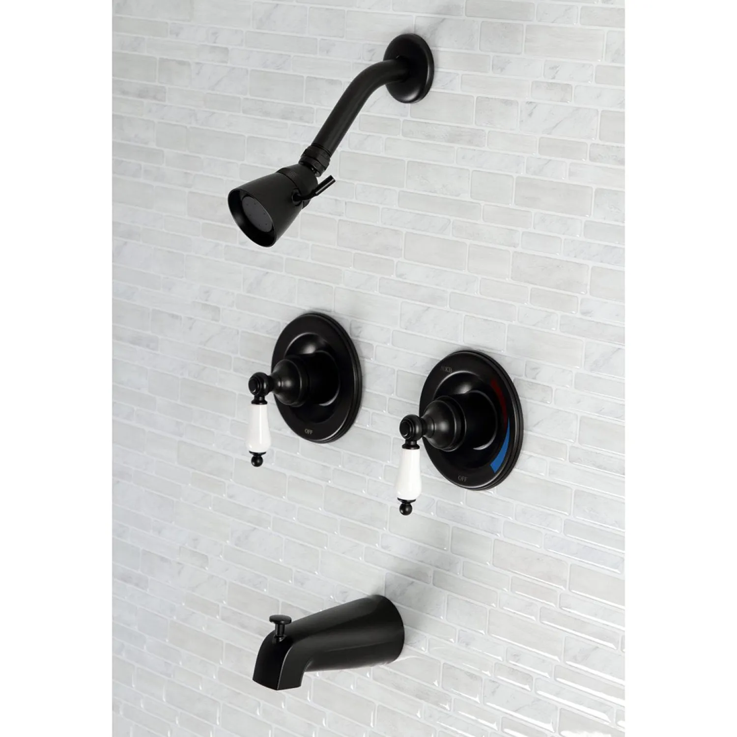 Outlet Vintage Tub and Shower Faucet in Matte Black Tub & Shower Sets