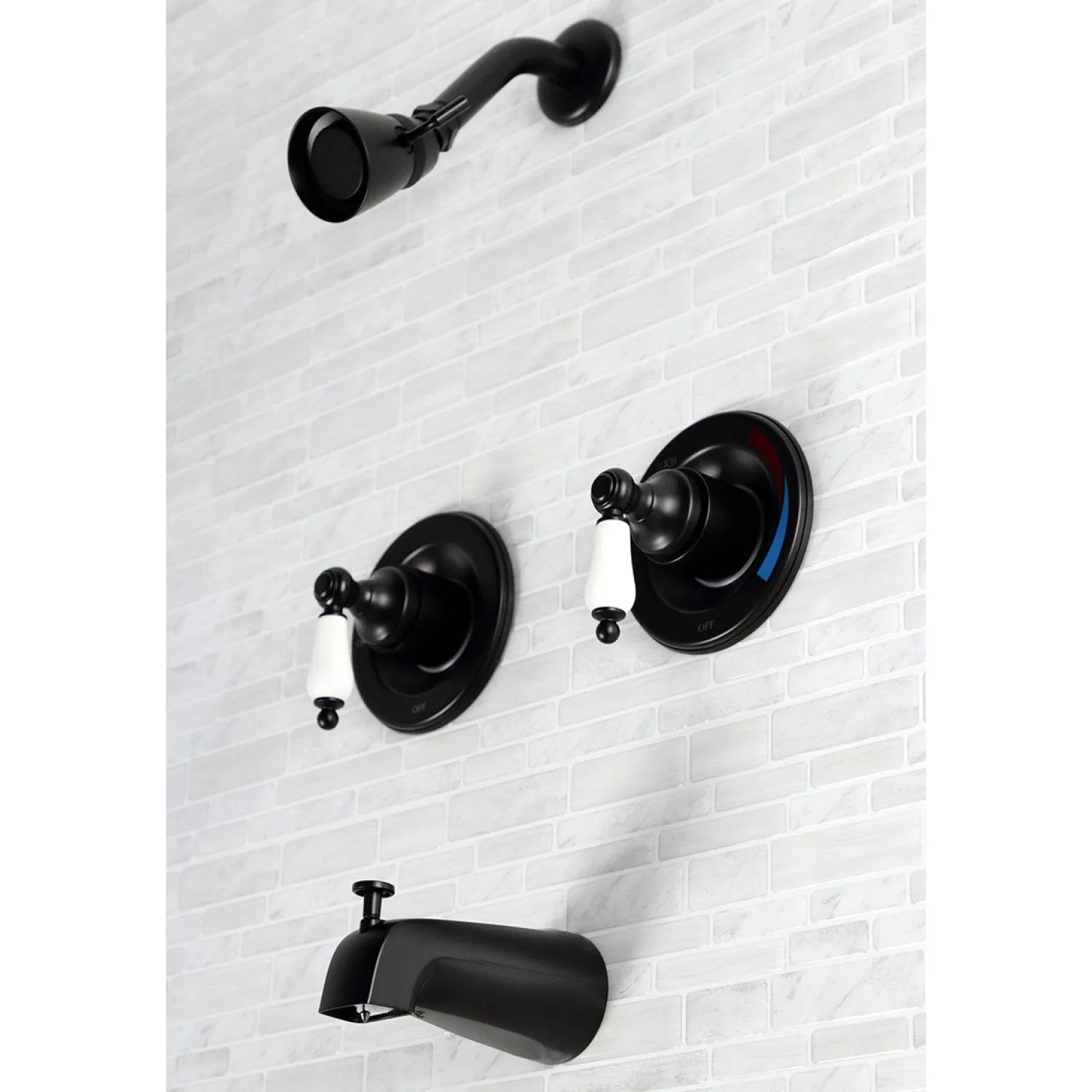 Outlet Vintage Tub and Shower Faucet in Matte Black Tub & Shower Sets