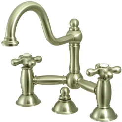 Online Vintage Two-Handle Lavatory Bridge Faucet in Satin Nickel 8" Widespread