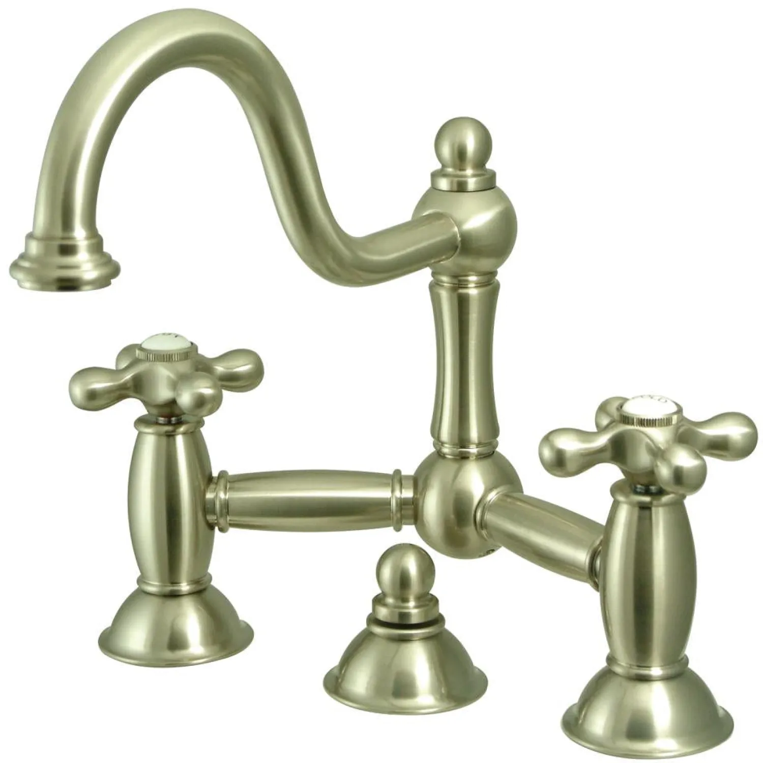 Online Vintage Two-Handle Lavatory Bridge Faucet in Satin Nickel 8" Widespread