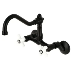 Clearance Vintage Wall Mount 6-Inch Adjustable Center Kitchen Faucet Wall Mounted Kitchen Faucets