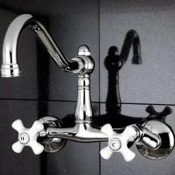 Clearance Vintage Wall Mount 6-Inch Adjustable Center Kitchen Faucet Wall Mounted Kitchen Faucets