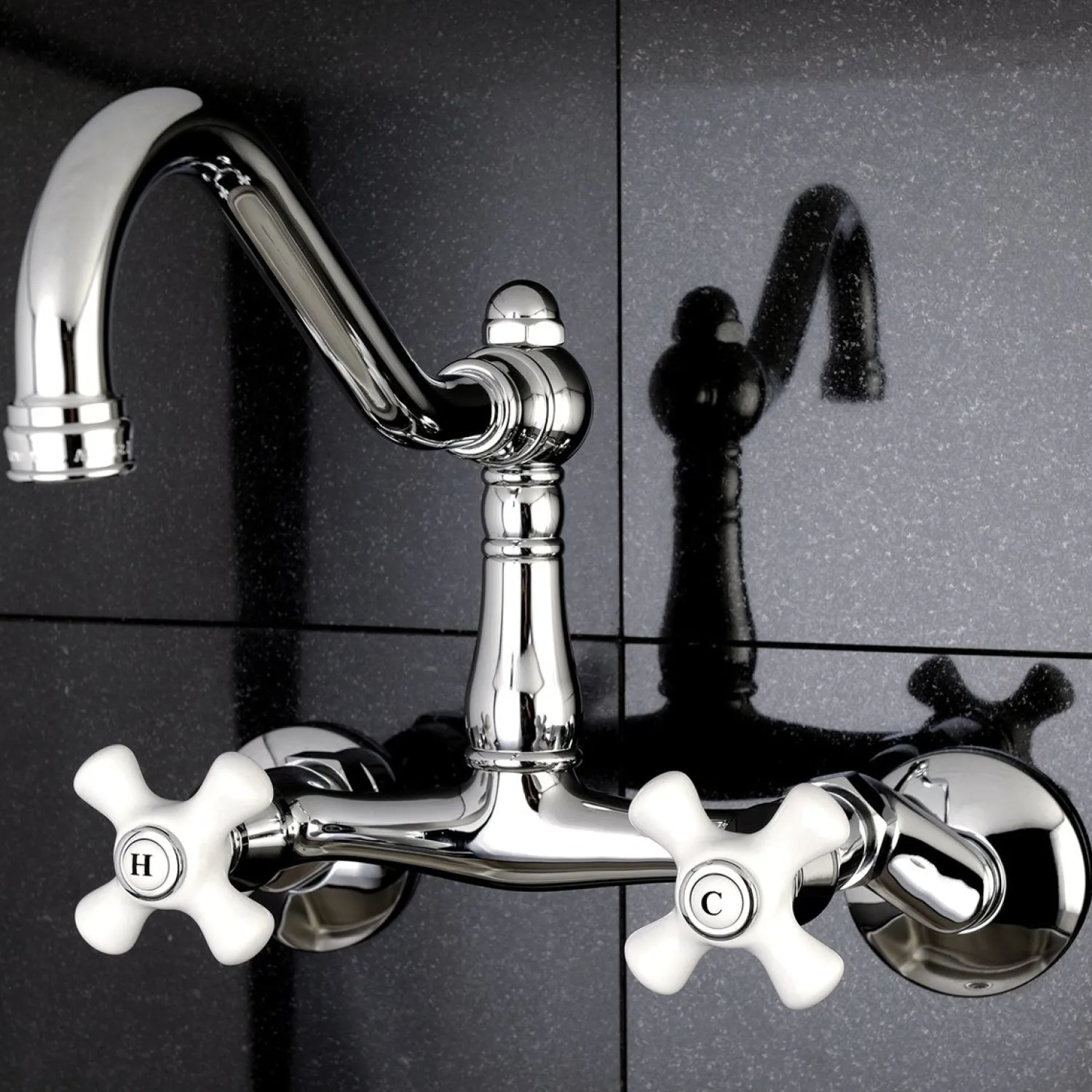 Clearance Vintage Wall Mount 6-Inch Adjustable Center Kitchen Faucet Wall Mounted Kitchen Faucets