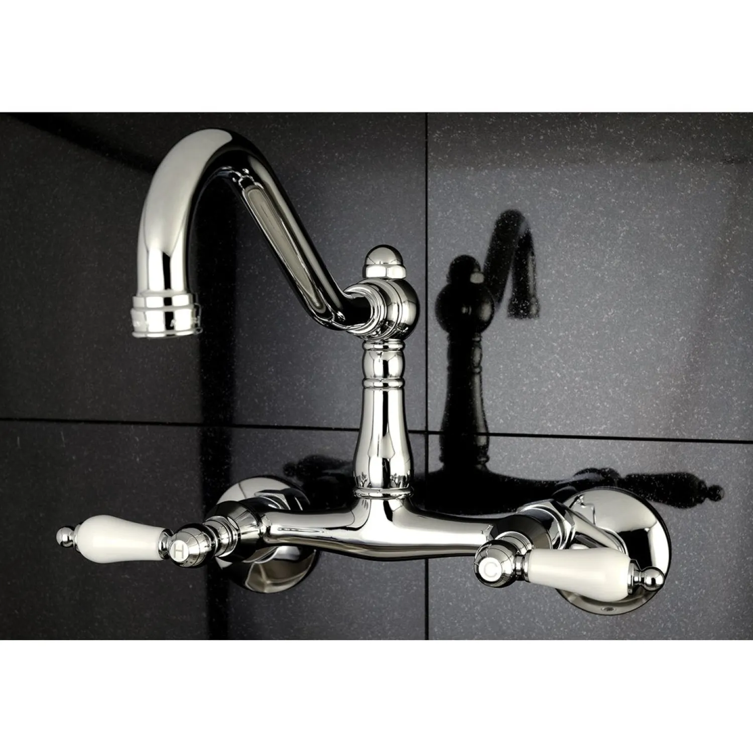 Discount Vintage Wall Mount 6" Adjustable Center Kitchen Faucet Wall Mounted Kitchen Faucets