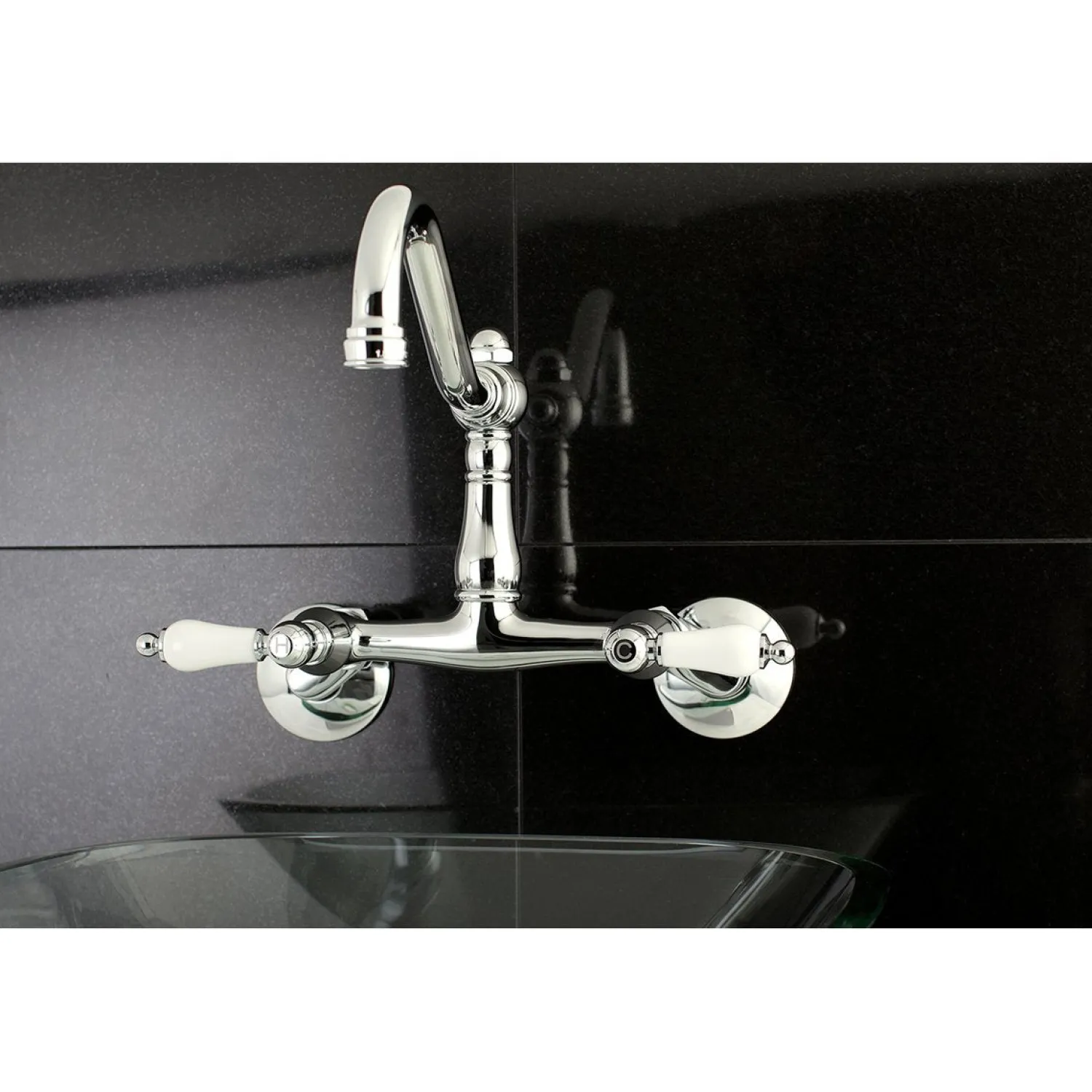 Discount Vintage Wall Mount 6" Adjustable Center Kitchen Faucet Wall Mounted Kitchen Faucets