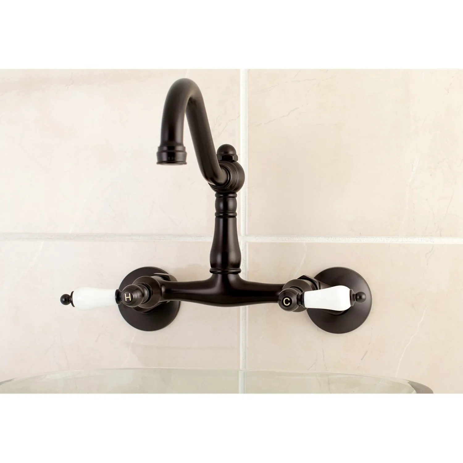 Discount Vintage Wall Mount 6" Adjustable Center Kitchen Faucet Wall Mounted Kitchen Faucets