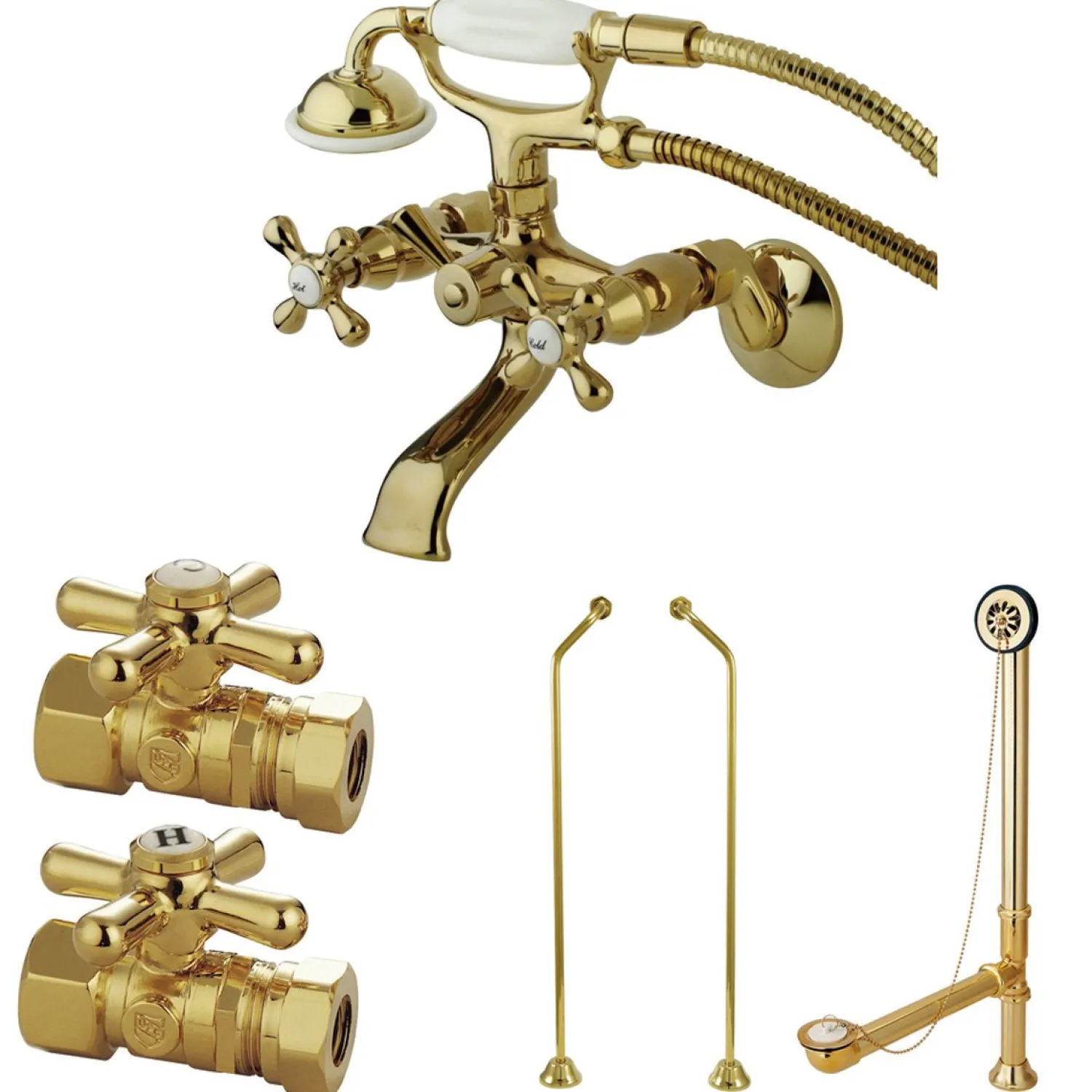 Clearance Vintage Wall Mount Clawfoot Tub Faucet Package with Offset Supply Lines Tub Faucets