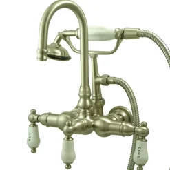 New Vintage Wall Mount Clawfoot Brass Tub Filler with Hand Shower Tub Faucets
